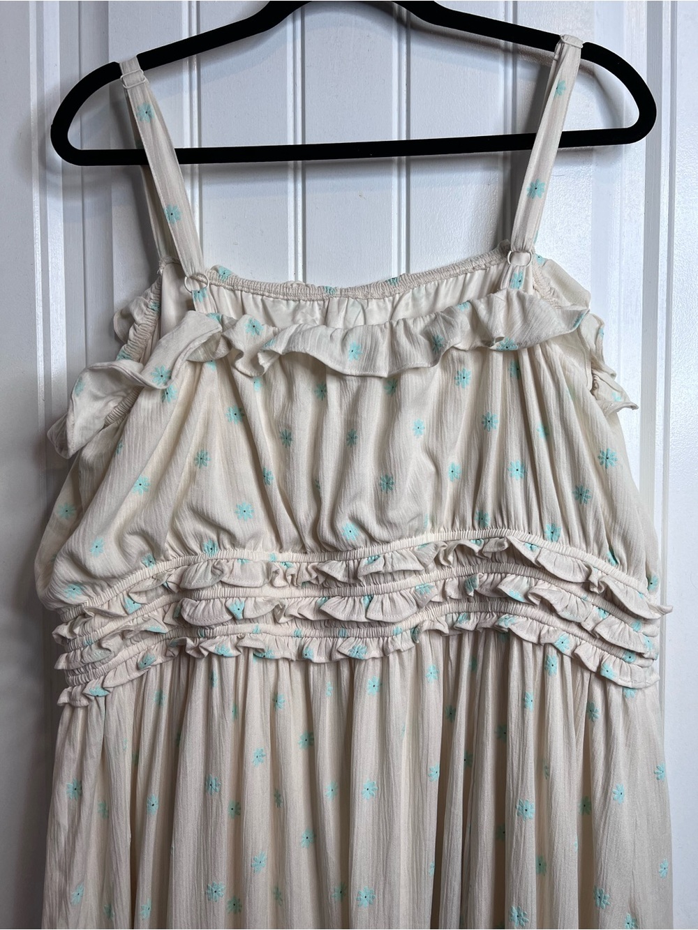 TORRID Cream Smocked Waist Midi Dress Delicate Blue Floral Print. Size 3. - Picture 9 of 16